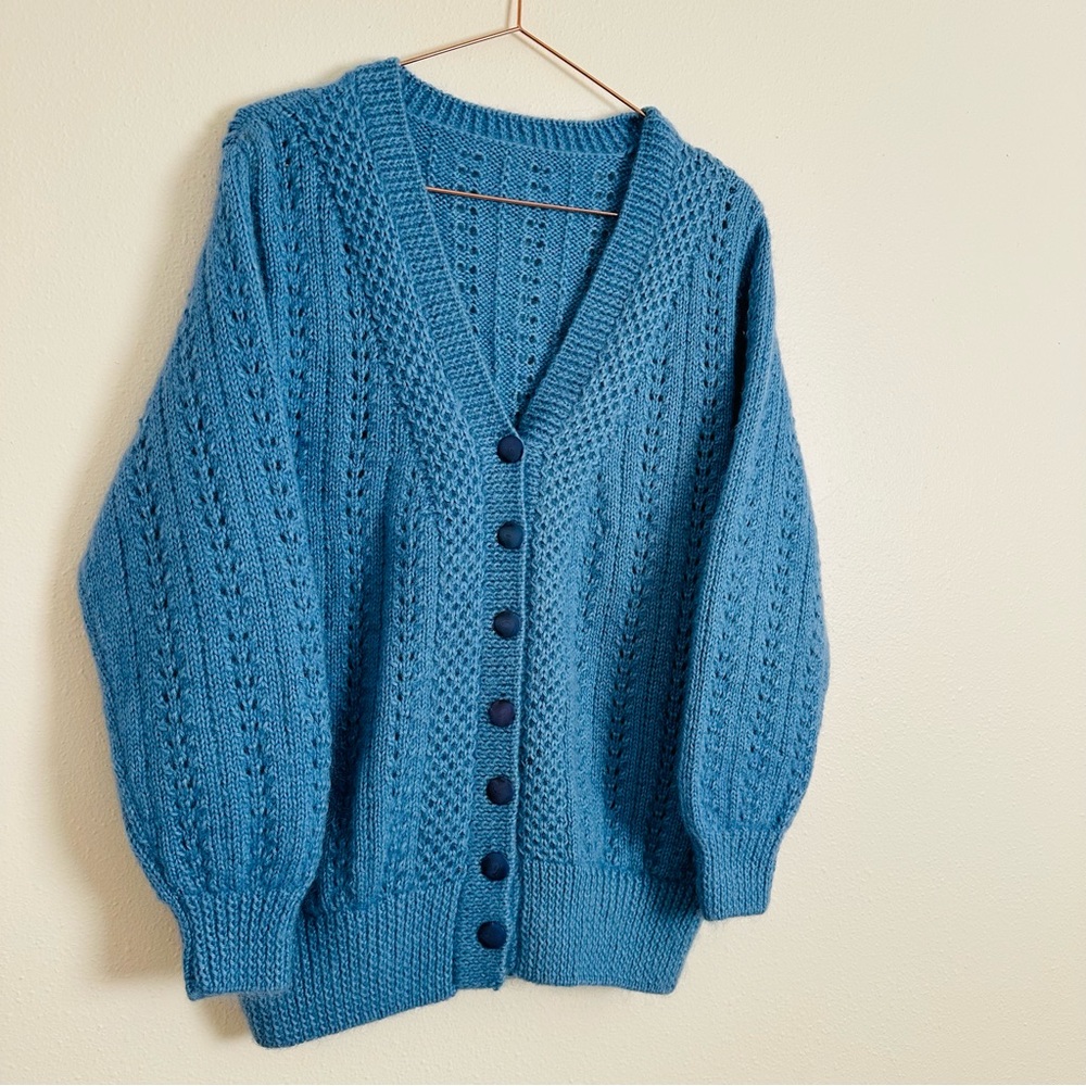Vintage Cardigan Sweater Hand Knit - Picture 9 of 11